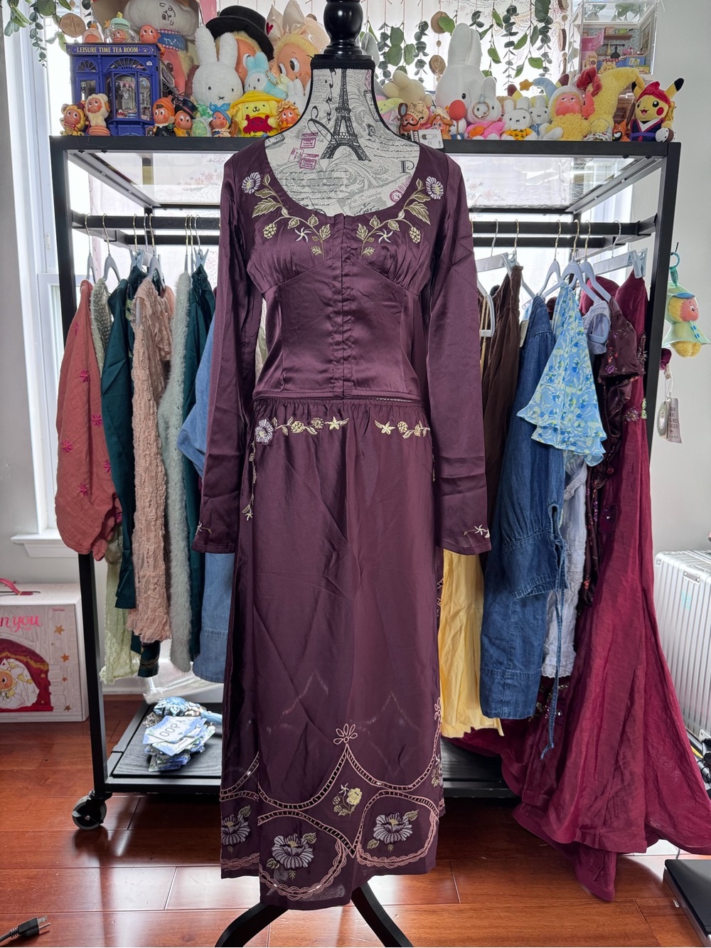 Free People Autumn Bloom Embroidered Long Sleeve Maxi Dress